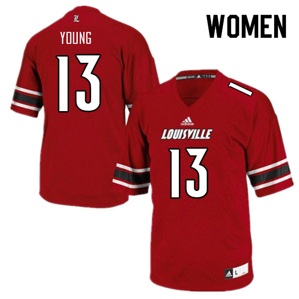 Women #13 Sam Young Louisville Cardinals College Football Jerseys Sale-Red - Click Image to Close